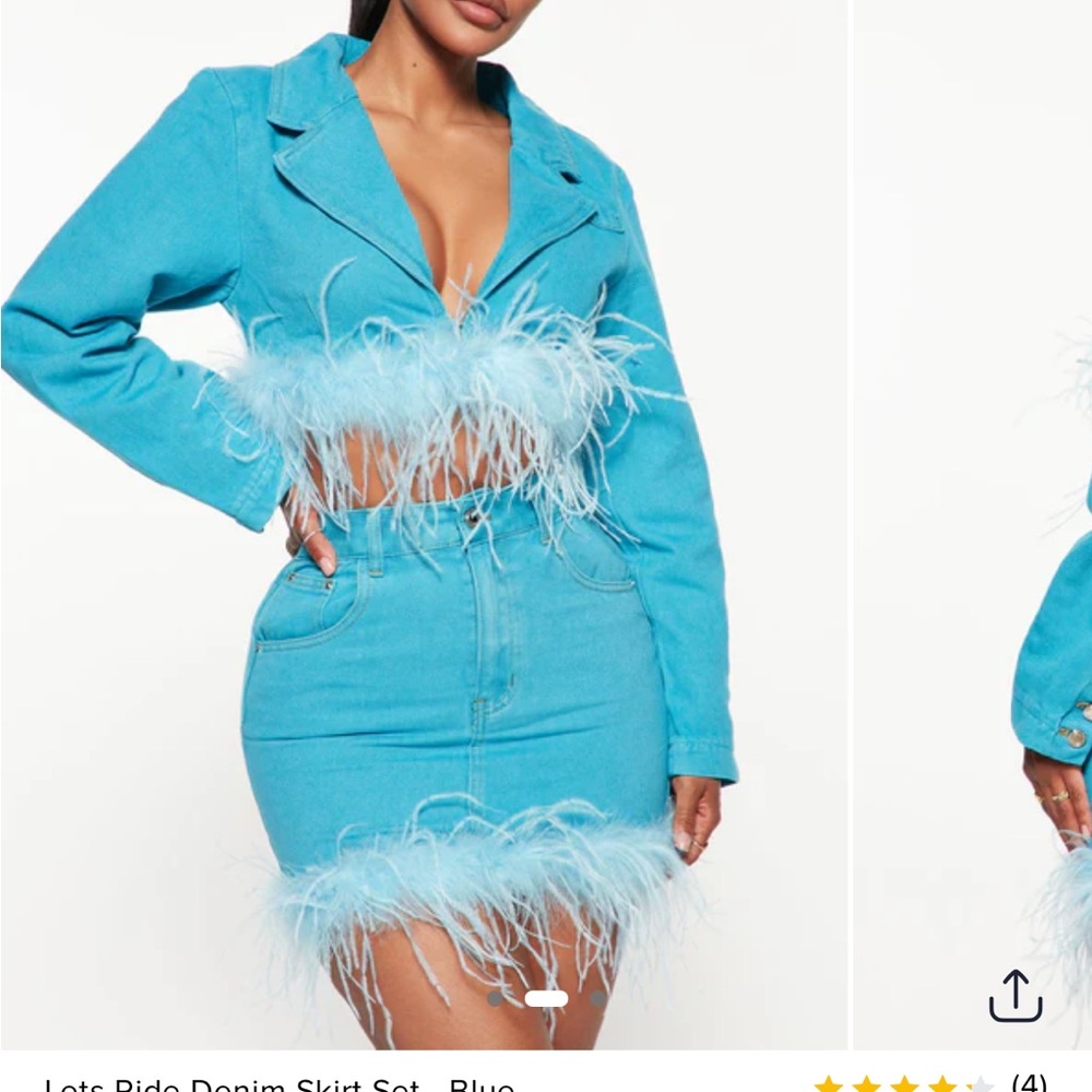 NWT • fashion nova • let’s ride denim skirt set